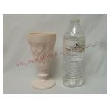 Vintage Shell Pink Milk Glass Thumbprint Goblet