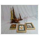 Vintage Deer Decor, Coasters & Dried Pictures
