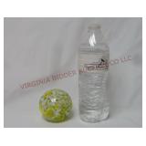 Vintage Art Glass Orb Yellow & White Paperweight