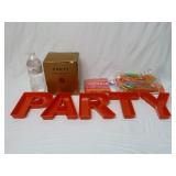 Plastic Party Serving Set, Swizzle Sticks, Napkins