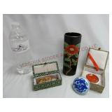 Japanese Stamp & Ink Stamp Set & Vase