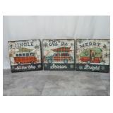 Retro Christmas Wall Art ~ Set of 3 ~ 16"x16"