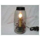 Primitive Style Mason Jar Candle Lamp ~ Powers On