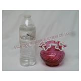 Vintage Spiral Cranberry Snow Crest 4" tall Vase