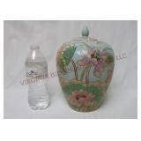Classic Style Lotus Flower Asian Ginger Jar wLid