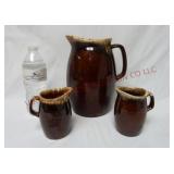 Hull Pottery Creamers & 9" Beverage Pitcher