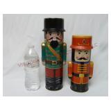 Nutcracker Metal Tins ~ Lot of 2 ~ 12" & 10" tall