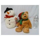Ty Beanie Buddies Snowman & Christmas Bear