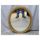 Vintage Goldtone Oval Framed Mirror ~ 31"x25"