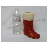 Vintage 7" Plaster Santa Claus Boot Planter / Vase