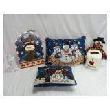 Snowman Wall Decor, Pillows & Tissue Cover