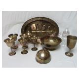Silverplate Footed Tray, Goblets, Bowl & More!!!