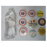 Vintage Virginia Pinback Buttons ~ 9