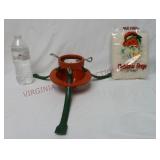 Vintage Metal Tree Stand & 32"x40" Christmas Drape