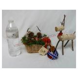 Teazle Mouse Ornament, Mouse Basket & Wood Deer