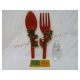 Vintage Flocked Giant Christmas Spoon & Fork ~ 17"