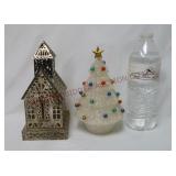 Vintage Silver Plate Church & Melted Plastic Tree