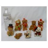 Vintage Flocked & Fuzzy Bear Ornaments ~ 8