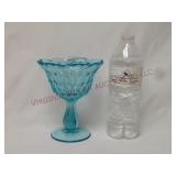 Vintage Glass Thumbprint Compote ~ 6" tall