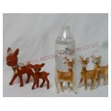 Vintage Red Flocked & Vinyl Deer Decor