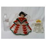 Vintage Plastic Canvas Angels ~ 5" & 8" tall