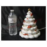 Vintage Lighted Porcelain Red Bird Tree ~ 9" tall