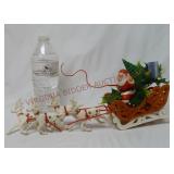 Vintage Santa Claus & Flocked Sleigh Decor