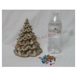 Ceramic Christmas Tree w Bulbs ~ 7.5" tall