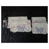 Vintage Hand Stitched Butterfly Dresser Scarves