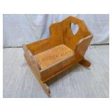 Vintage Handmade Wooden Baby Cradle