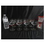 Set of Stemware & Glass Rose Figurine