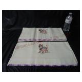 Vintage Hand Stitched Pillowcases w Crochet Edge