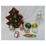 Vintage Hard Plastic Diorama Ornaments & Tree Box