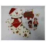 Kitty Cat Stocking, Wall Plaque & Ornaments