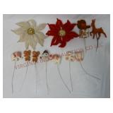 Vintage Poinsettia Magnets & Flocked Picks