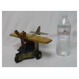 Vintage Folk Art Wood & Metal Toy Airplane