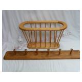 Wooden Magazine Holder & Oak Coat / Hat Rack