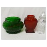 Emerald Glass Centerpiece Vase & Heart Vase