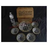 Vintage 7-Piece Gold Decorated Dessert Set w Box