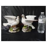 Vintage Porcelain Bisque White Dove Figurines ~ 7"