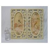 1970s Syroco Faux Rattan Floral Bird Wall Plaques