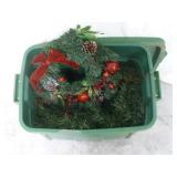 Artificial Lighted Garland & Christmas Wreath