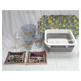 Dish Rack, Pitcher & Cups, Placemats & Potholders