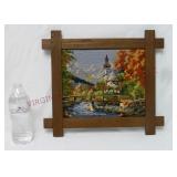 Oak Framed Needlepoint Landscape Picture