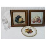 Wood Framed Fruit Pictures & Decorative Plate