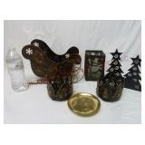 Pierced Metal Christmas Decor & Candle Holders