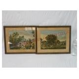 Vintage Fishing & Farm Scene Framed Prints