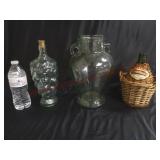 Grape Bottle Canister & Wicker Wrapped Wine Bottle