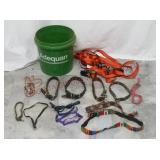 Small Bucket w Ratchet Strap, Pet Collars & More