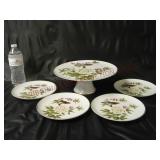 Shafford Chinese Garden Cake Plate & (4) Plates